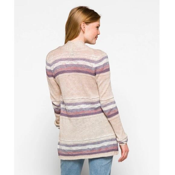 NWT Lety & Me Striped Corinne Crochet Knit Cardigan - Picture 2 of 9